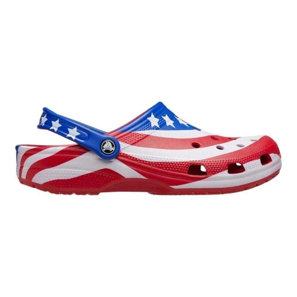 Crocs Classic American Flag Clogs Men's Size 9 Patriotic Shoes 4th of July